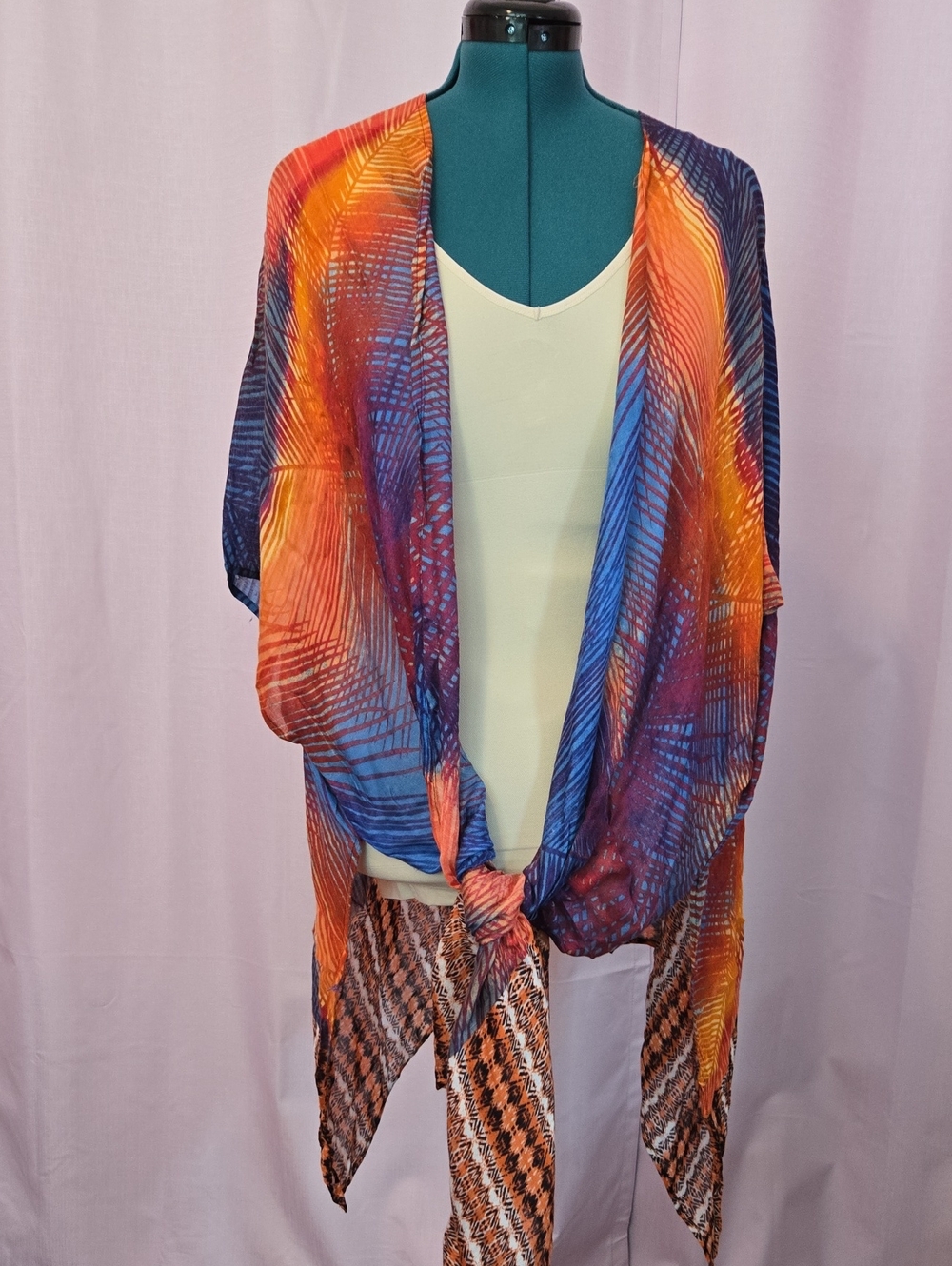 Mixit Blue, Purple,Orange Sheer Scarf Kimono